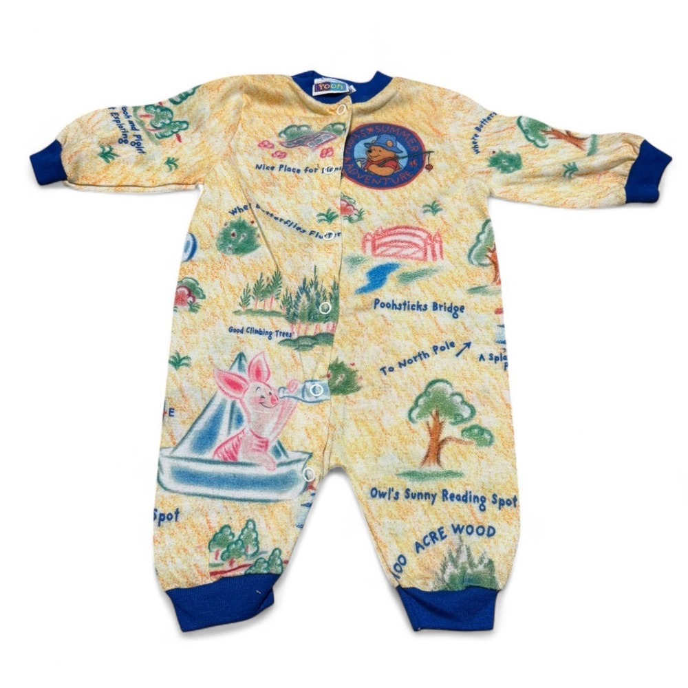 Vintage Disney Winnie the Pooh Summer Adventure Sleeper Romper 6 Months